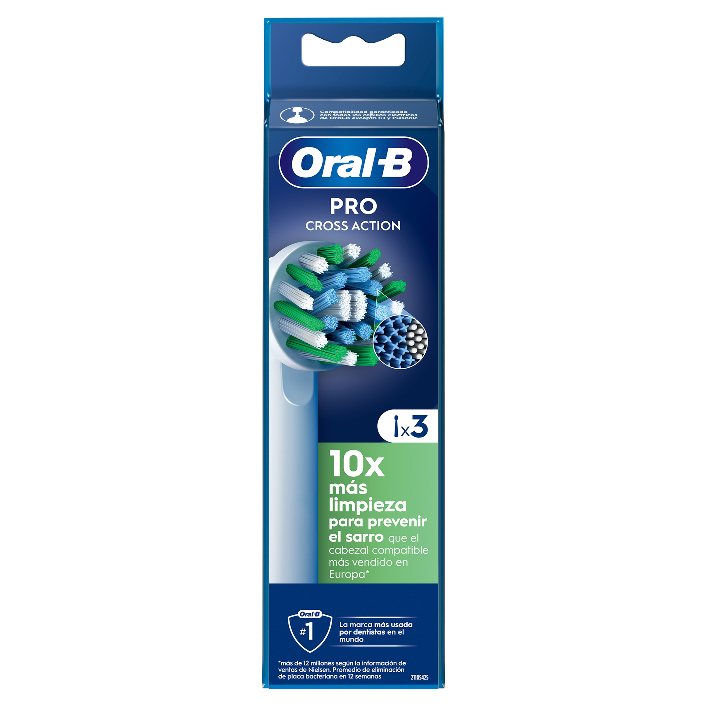 Oral-B Cross Action Recarga Escova Elétrica 3x Unidades