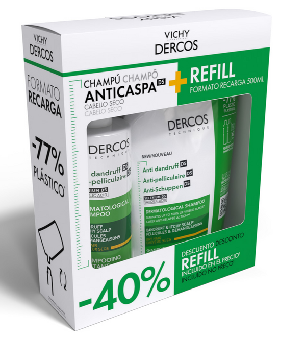 Dercos Champô Caspa Seca 390ml + Refill 500ml 40%