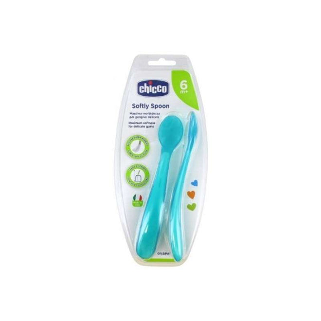 Chicco Colher Silicone 6m+ Azul x2