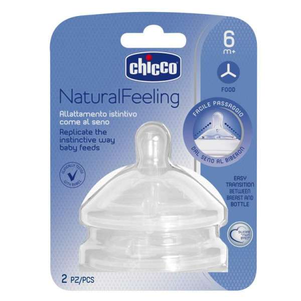 Chicco NaturalFeeling Tetina Silicone Papa 6M+ x2