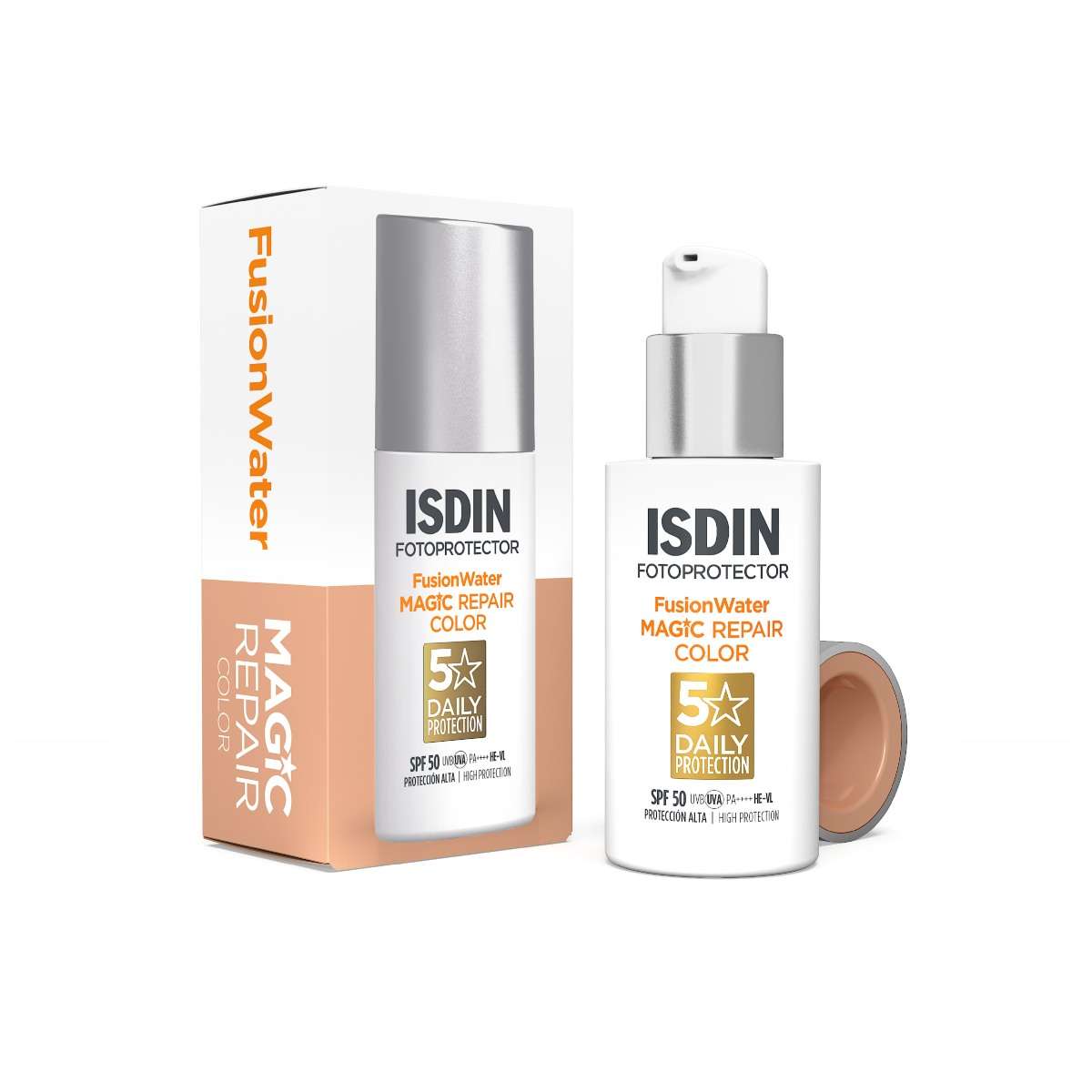 ISDIN Fotoprotector FusionWater MAGIC REPAIR COLOR SPF50 50ML - Protetor solar facial ultraligeiro com cor e com tripla ação anti-fotoenvelhecimento