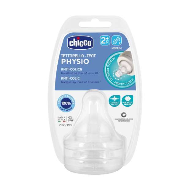 Chicco P5 Tetina Silicone Médio 2M+ 2 unidades