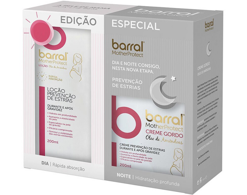 Barral Motherprotect Creme Gordo Óleo de Amêndoas 200 ml + Loção Prevenção de Estrias com Óleo de Amêndoas 200 ml - Edição Especial