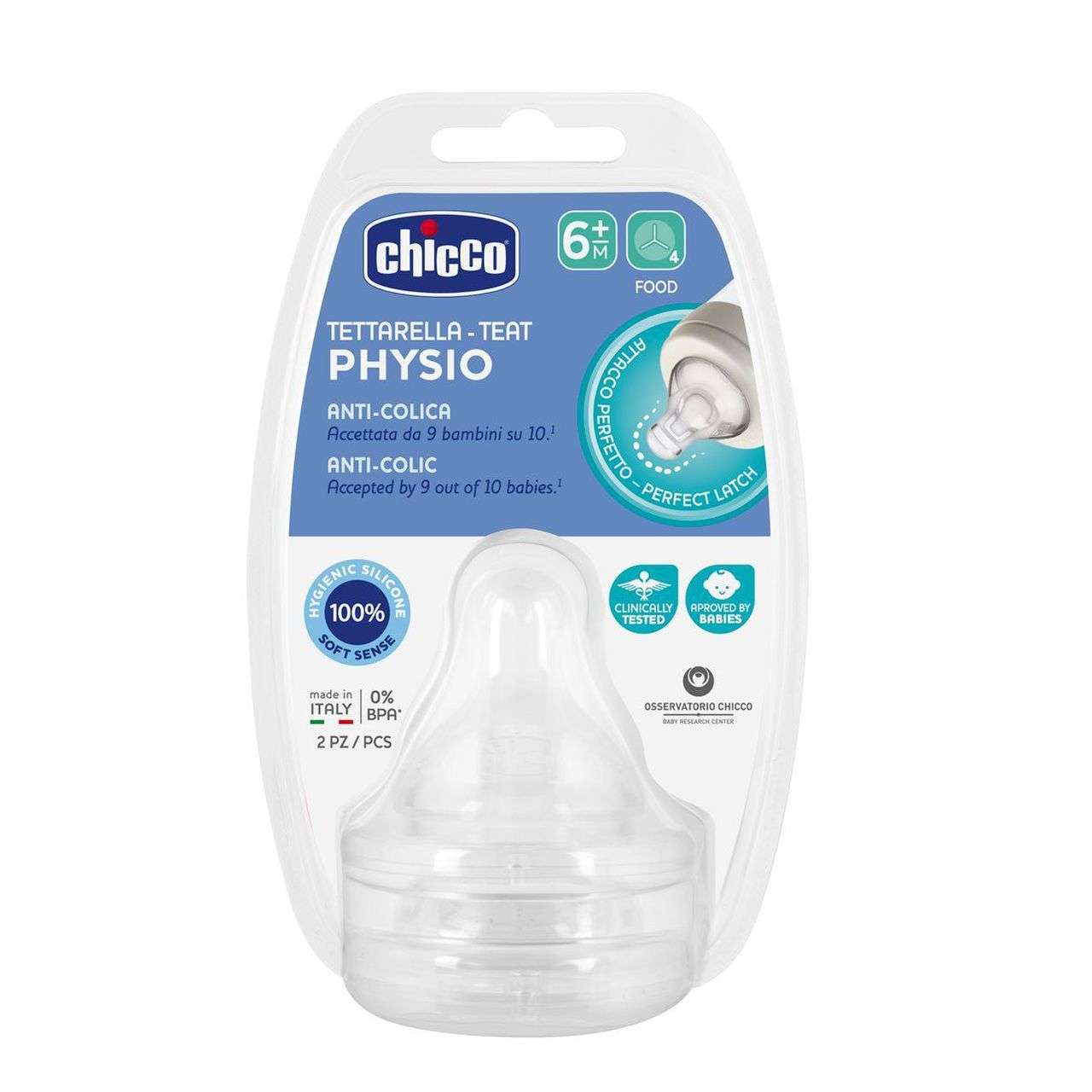 Chicco P5 Tetina Silicone Papa 6M+ 2 unidades