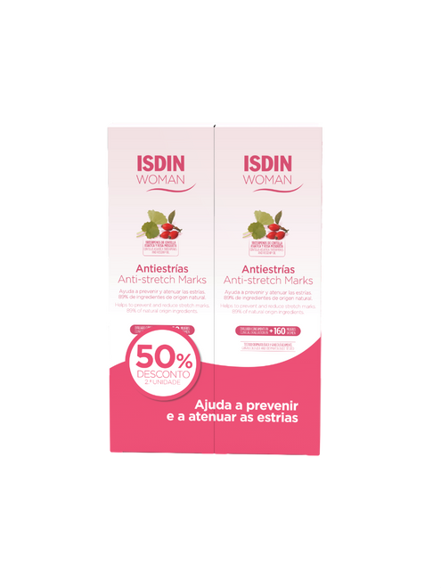 ISDIN Woman Duplo Creme Corpo Antiestrias 2X250ml 2ª 50%- Creme para ajudar a prevenir e atenuar as estrias