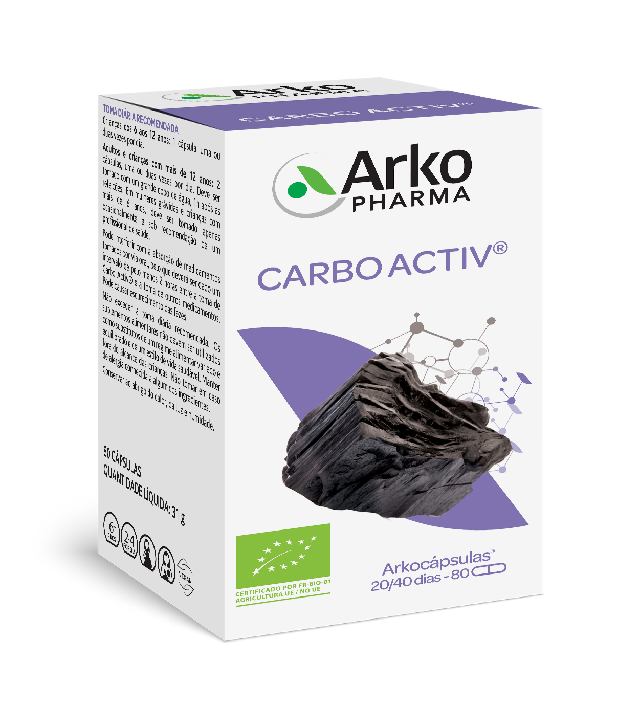 Arkocápsulas Carbo Activ – 80 Cápsulas