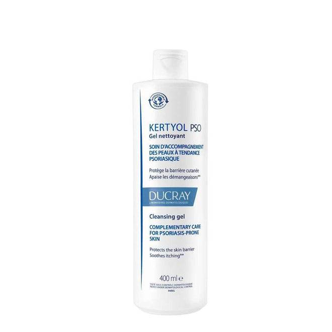 Ducray Gel Limpeza Ultra Rico Kertyol PSO, pele com tendência a psoríase com placas secas e espessas 400 ml