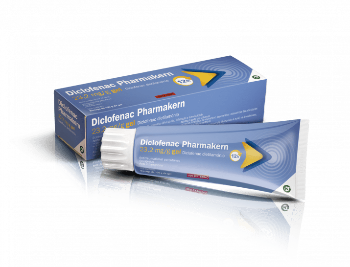 Diclofenac Pharmakern , 20 mg/g Bisnaga 180 g Gel, 20 mg/g x 1 gel bisnaga