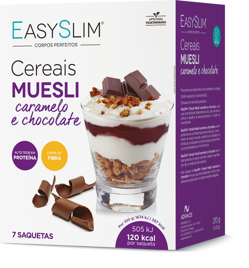 EasySlim Muesli Cereais Caramelo e Chocolate 7x 30g