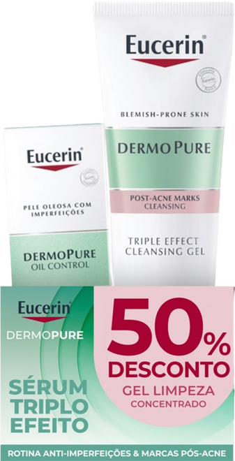 Eucerin Dermopure Sérum Triplo Efeito 40ml  + Gel de Limpeza Concentrado 150ml 50% Desconto