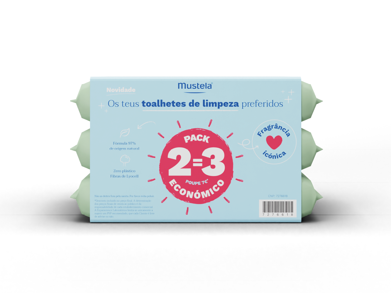 Mustela Bebé Toalhetes Limpeza Perfumes (x60 unidades) Pack Triplo