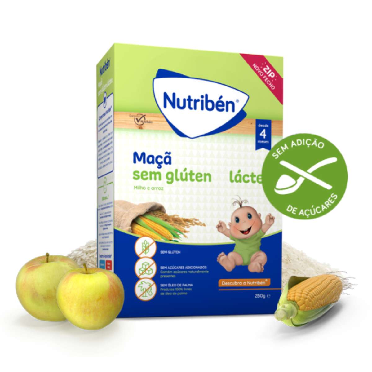 Nutribén Farinhas Maçã sem glúten láctea 250g