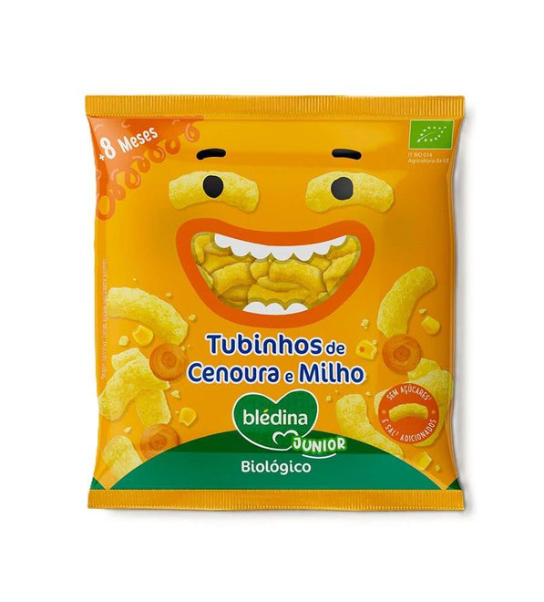 Blédina Júnior Snack Biológico Tubinhos de Cenoura e Milho 28g +8M