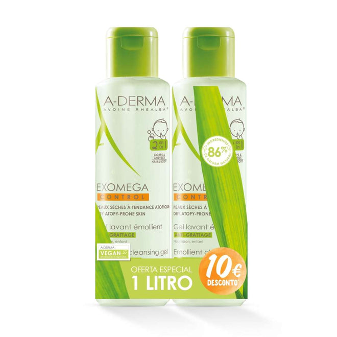 A-Derma Exomega Control Duo Gel para Corpo e Cabelo 2x500ml com desconto de 11€