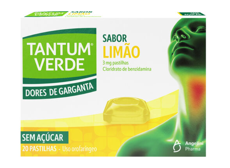 Tantum Verde Pastilhas  3mg limão sem açúcar 20un