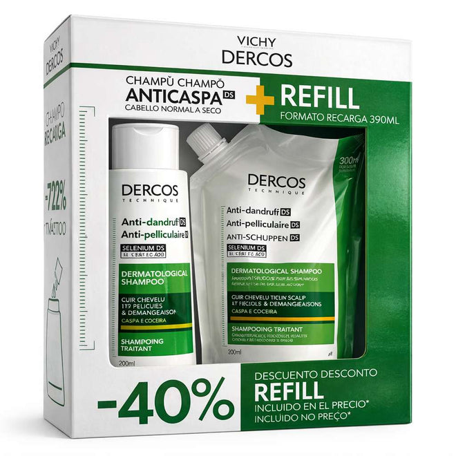 Dercos Champô Caspa Seca 390ml + Refill 390ml 40%