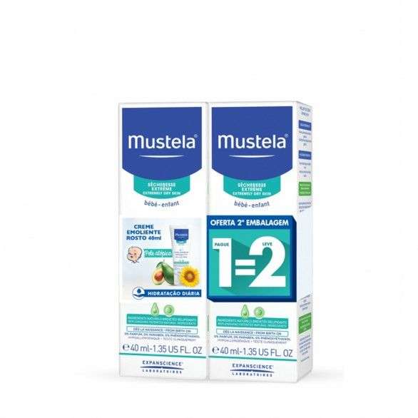 MUSTELA STELATOPIA DUO CREME EMOLIENTE ROSTO 2 X 40 ML COM OFERTA DA 2ª EMBALAGEM