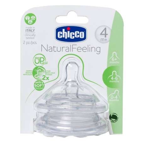 Chicco Tetina Silicone NaturalFeeling Fluxo Regular 4M+ x2