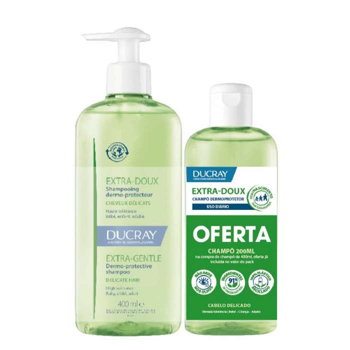 Ducray Extra-Doux Champô Hidratante 400ml com oferta de 2ª embalagem 200ml