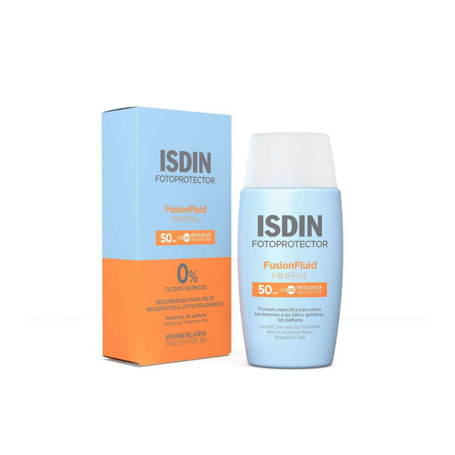 ISDIN Fotoprotector Fusion Fluid Mineral SPF50 50ML- Protetor solar facial para pele muito sensível