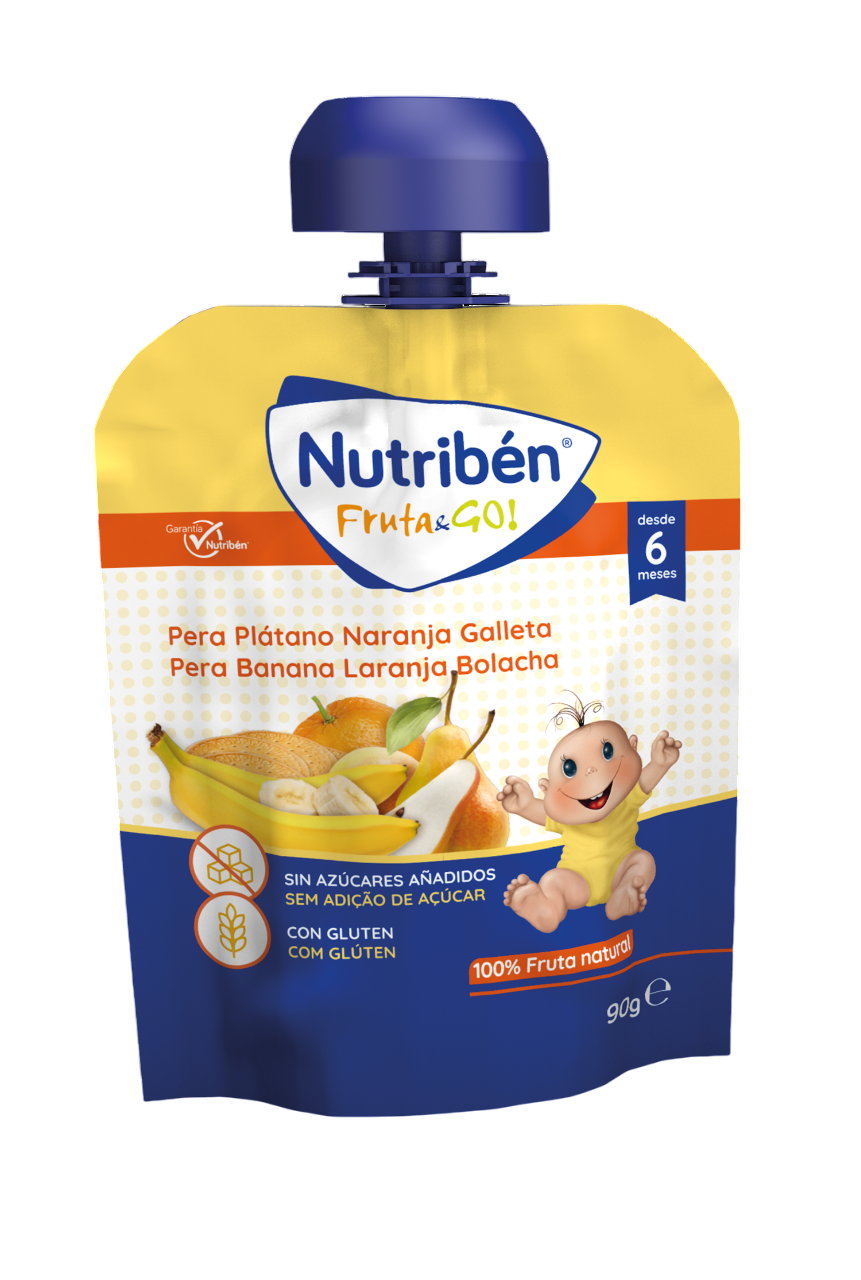 Nutribén Fruta Go Pure_ Pêra/Banana/Laranja/Bolacha - 90g
