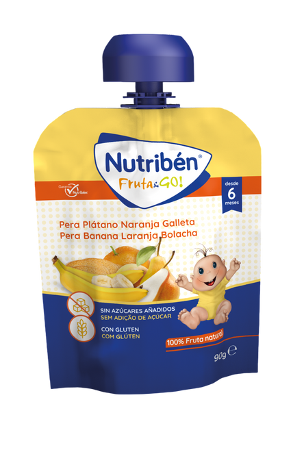 Nutribén Fruta Go Pure_ Pêra/Banana/Laranja/Bolacha - 90g