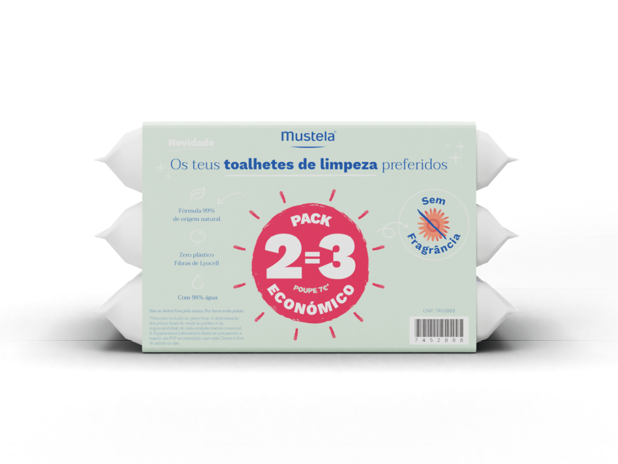 Mustela Bebé Toalhete Limpeza Sem Perfume 2=3