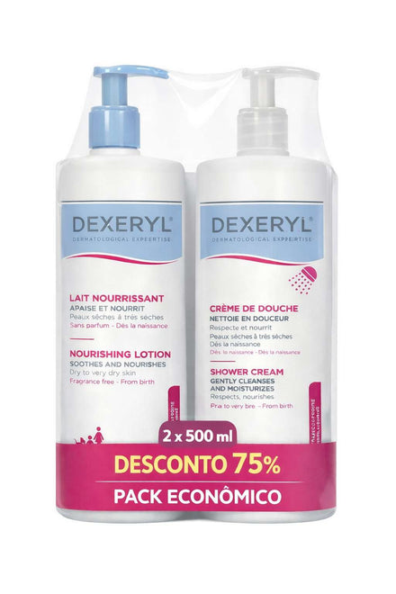 Dexeryl Pack Loção Nutritiva 500ml + Creme de Duche 500ml com 75% Desconto