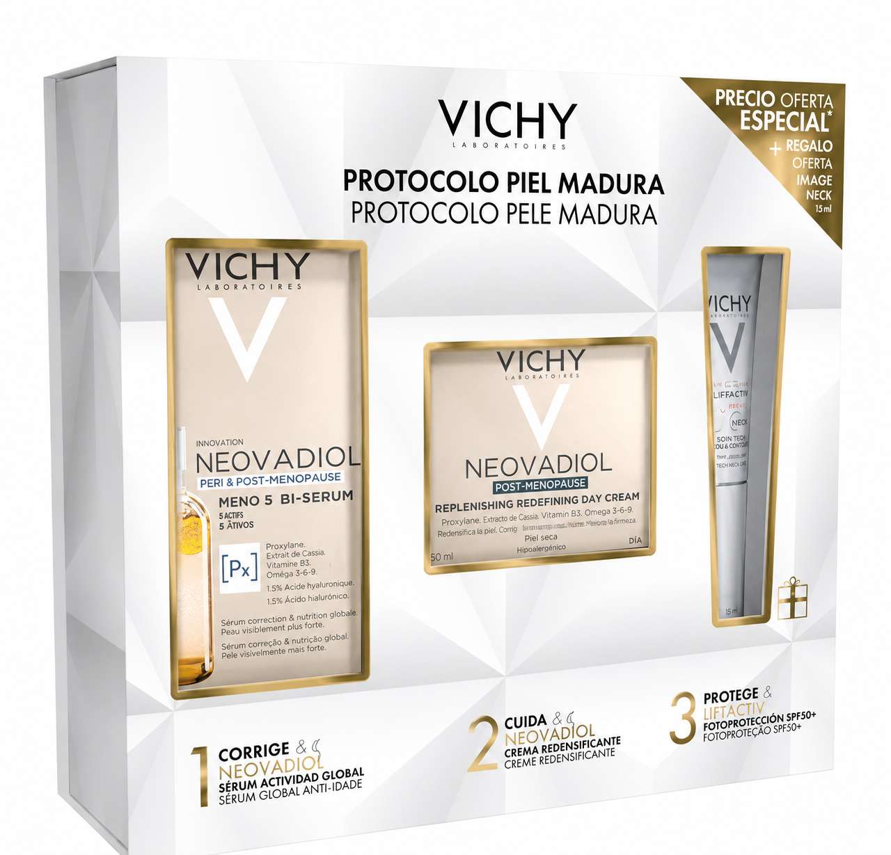 Vichy Coffret Neovadiol Creme Dia 50 ml + Meno5 Bi-Sérum 30 ml oferta UV-Age Daily SPF50+ 15 ml