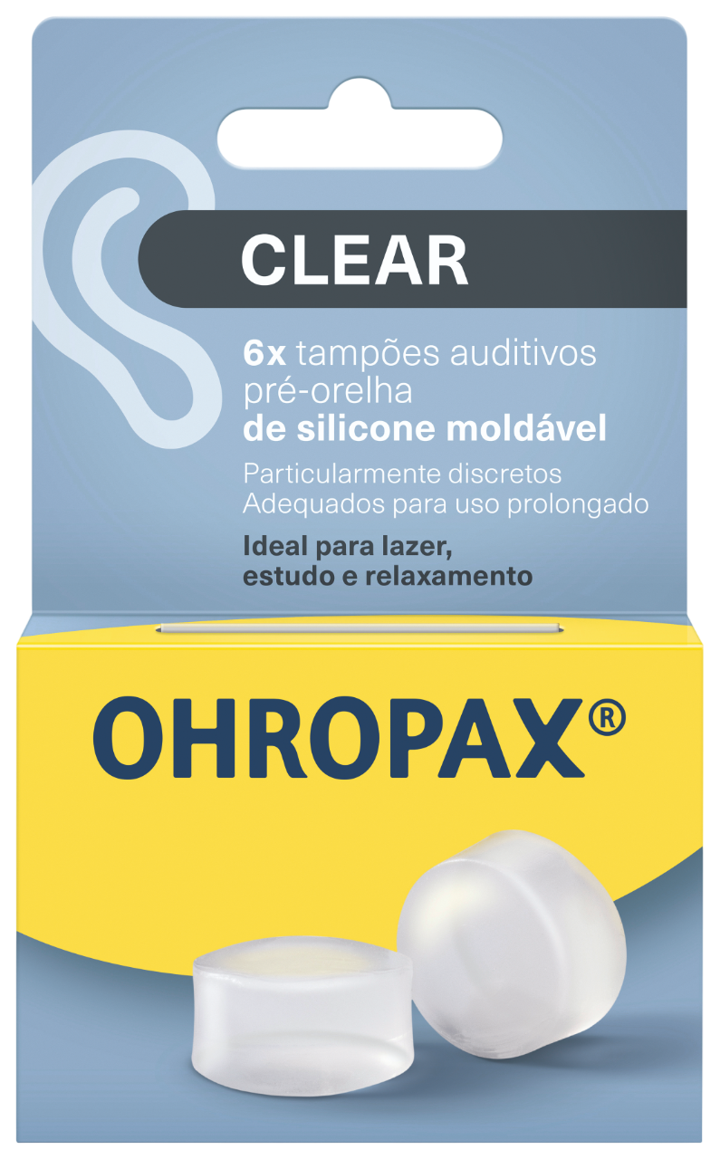 Ohropax Clear Tampões Auriculares Silicone Moldável x6