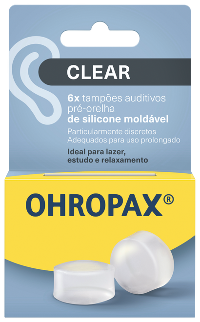 Ohropax Clear Tampões Auriculares Silicone Moldável x6