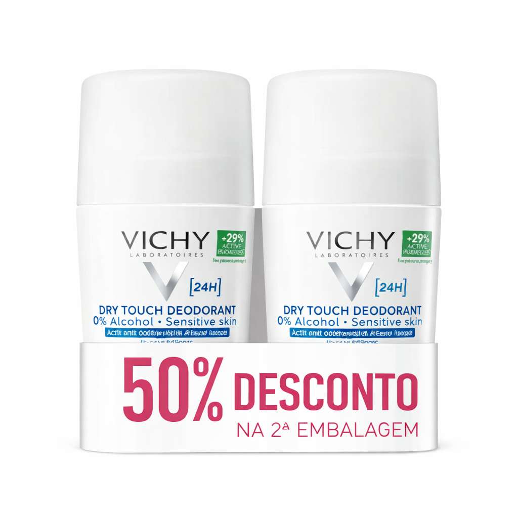 Vichy Deo Roll-on Desodorizante 24h Toque Seco 50ml X 2- Desconto 50% na 2ª unidade