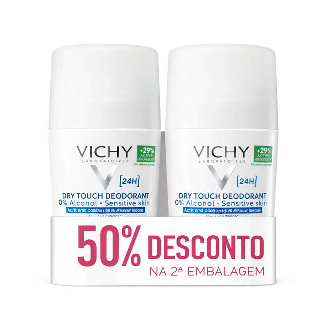 Vichy Deo Roll-on Desodorizante 24h Toque Seco 50ml X 2- Desconto 50% na 2ª unidade