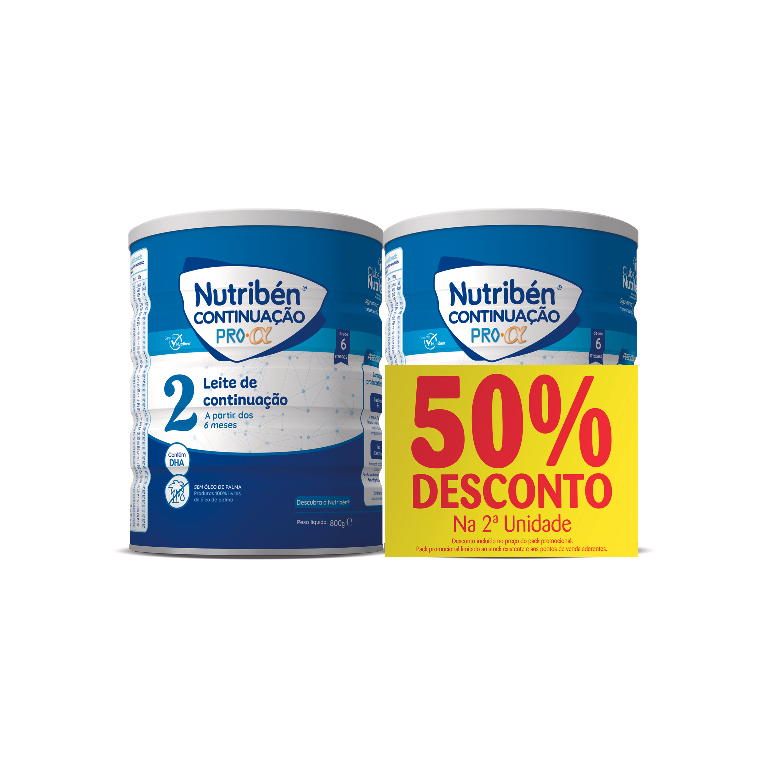 Nutribén Continuação Pro-Alfa Leite Transição 800g x2 com desconto de 50% na 2ª unidade