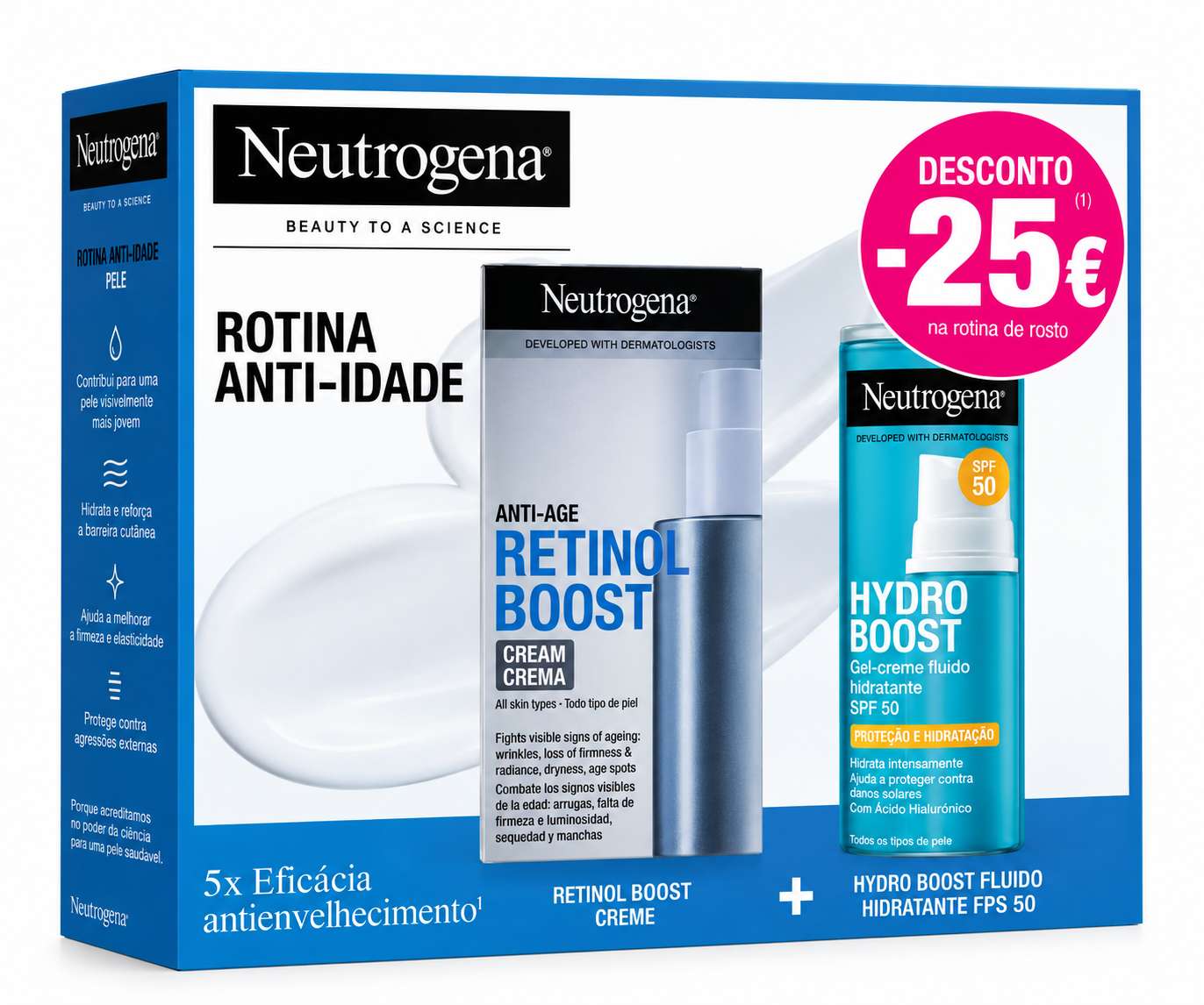 Neutrogena Retinol Booster Creme e Neutrogena Hydro Boost Fluido Hidratante SPF50 -25€