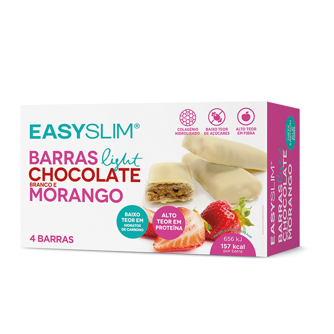 Easyslim Barras Chocolate Branco e Morango 4x44g