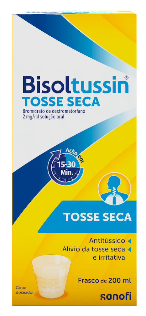 BISOLTUSSIN TOSSE SECA, 2 MG/ML-200 ML X 1 SOL ORAL ML DEXTROMETORFANO