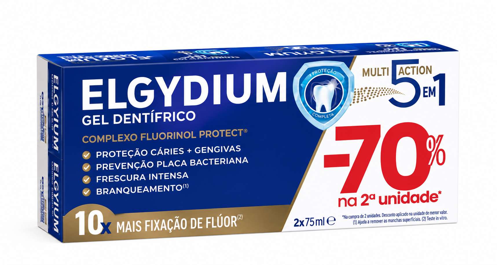 Elgydium Duo Gel Dentífrico Multi Action 75ml x2 - 70% 2ª Unidade