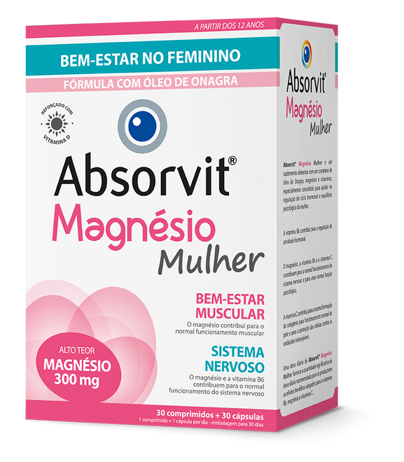 Absorvit Magnésio Mulher Comprimidos x30 + Cápsulas x30