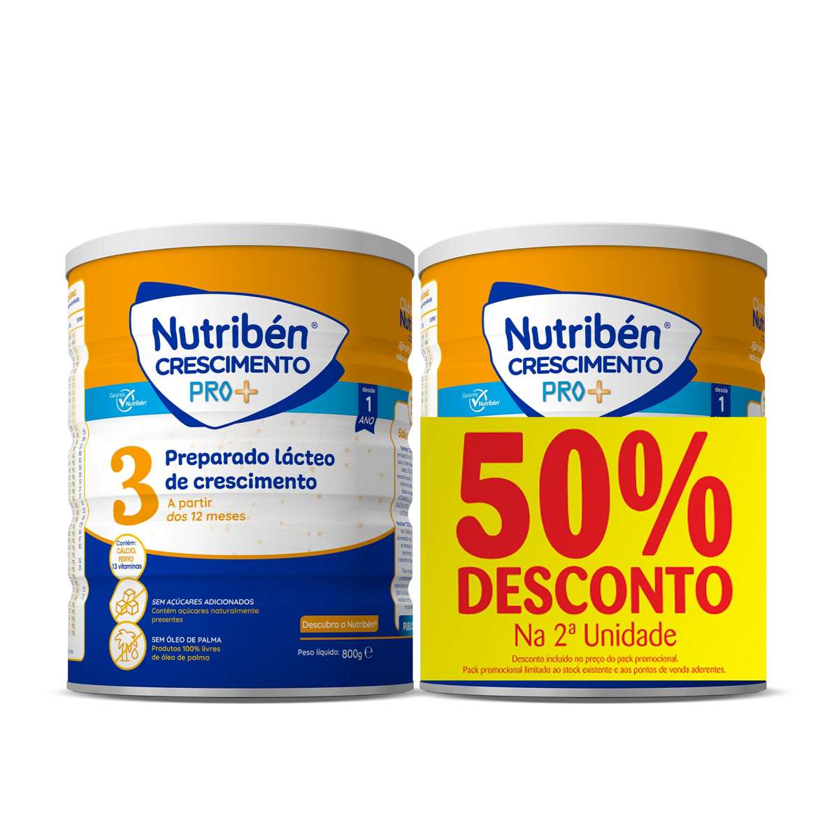 Nutribén Crescimento Pró+3 800g + 50% desconto na 2ª unidade