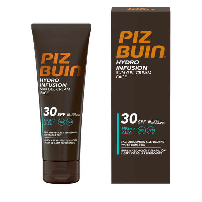 Piz Buin Hydro Infusion Gel-creme facial solar SPF30, Bisnaga 50ml