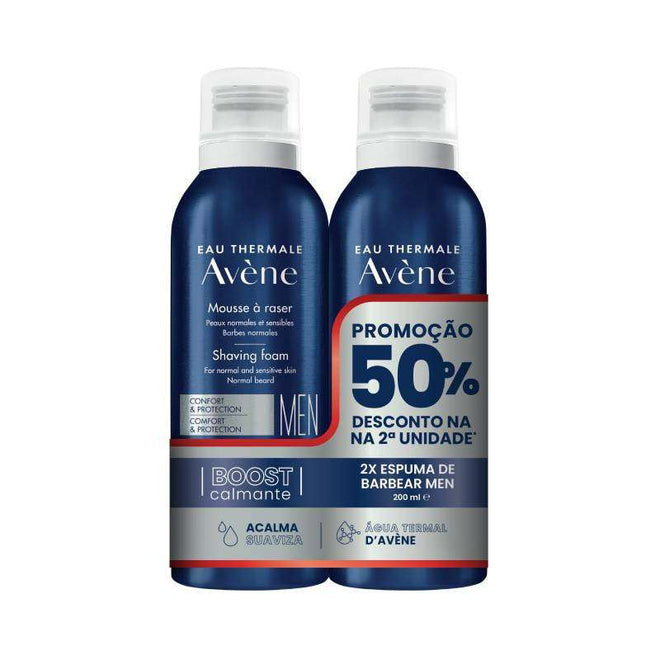 Avene Men Duo Espuma de Barbear 2 x 200 ml com desconto de 50% na 2ª embalagem