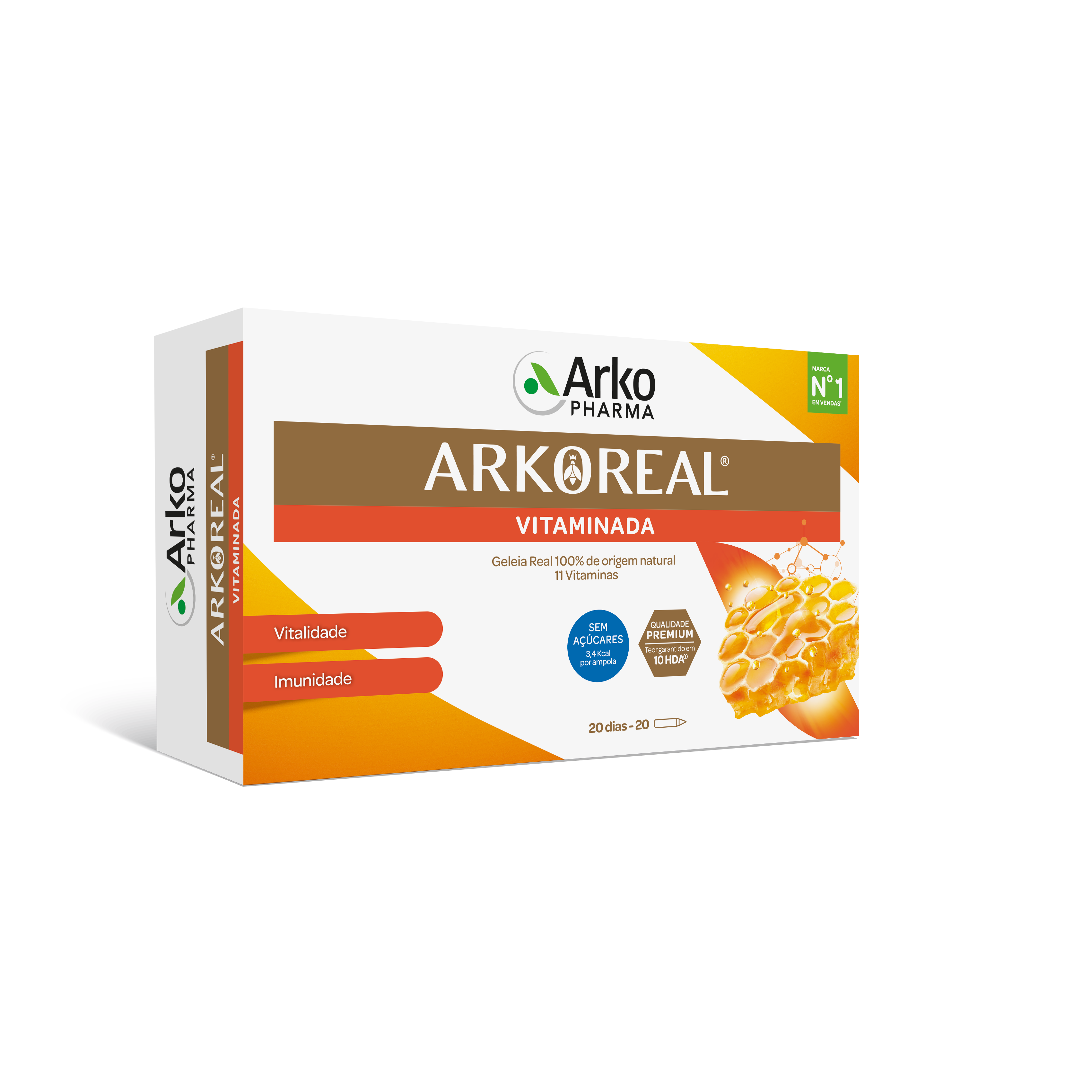 Arkoreal Geleia Real Vitaminas Laranja sem Açúcar 20amp