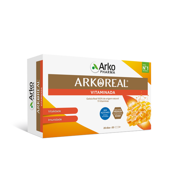Arkoreal Geleia Real Vitaminas Laranja sem Açúcar 20amp
