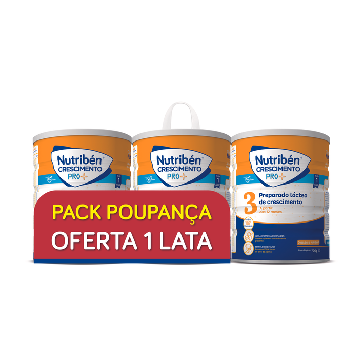 Nutribén Pack Pro+ Leite Crescimento +12M 2x700g + 1 Lata Oferta