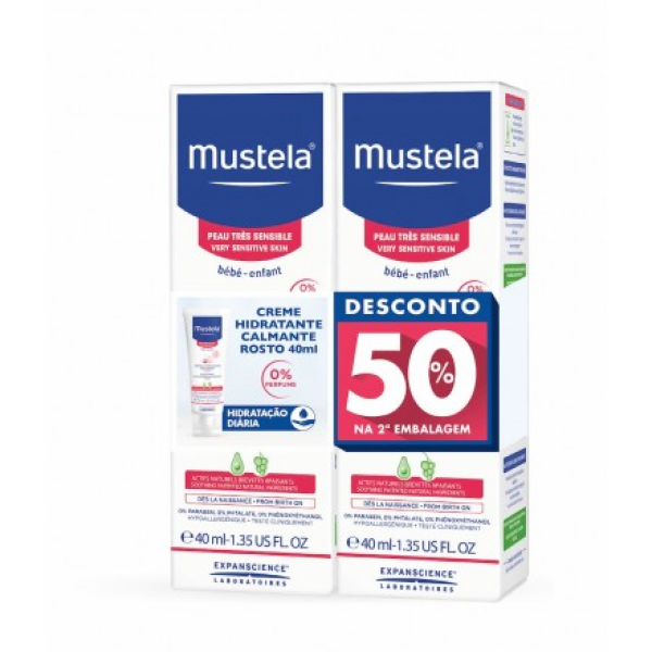 Mustela Bebé Pele Normal Duo Creme de Rosto Hidratante com desconto de 50% na 2ª embalagem