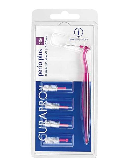 Curaprox Perio Plus Kit Escovilhão Interdental CPS Perio 406 x5 + Cabo UHS 451