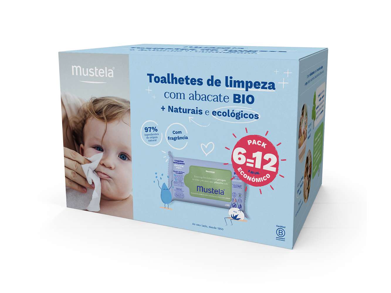 Mustela Bebe Toalhitas de Limpeza Perfumadas X 60 (12 Packs)