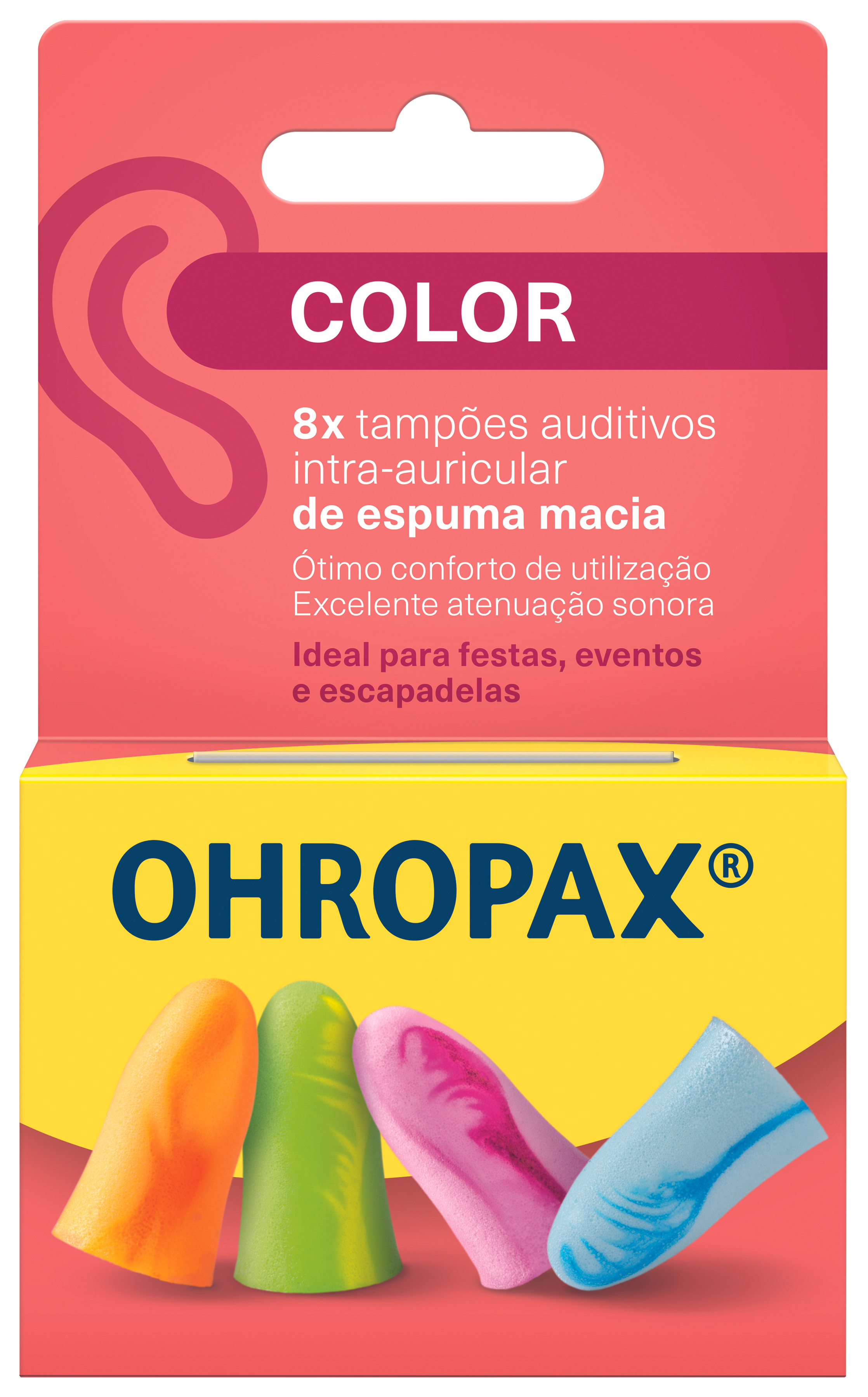 Ohropax Tampões Auditivos Espuma Macia Color (X8 Unidades)