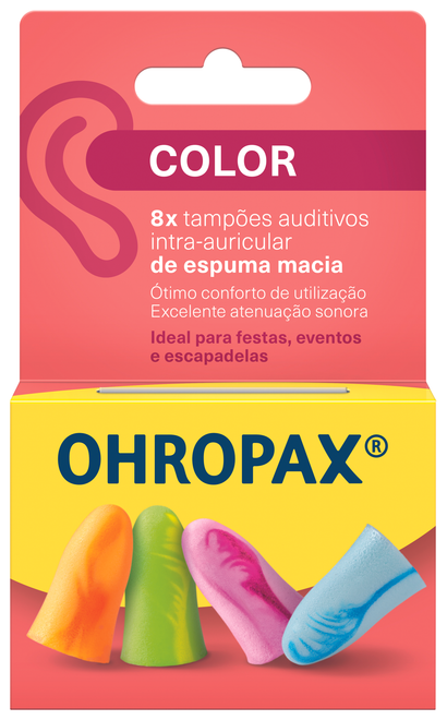 Ohropax Tampões Auditivos Espuma Macia Color (X8 Unidades)
